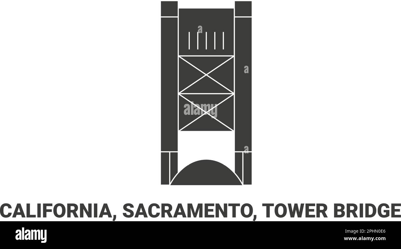 Stati Uniti, California, Sacramento, Tower Bridge, viaggio punto di riferimento vettoriale illustrazione Illustrazione Vettoriale