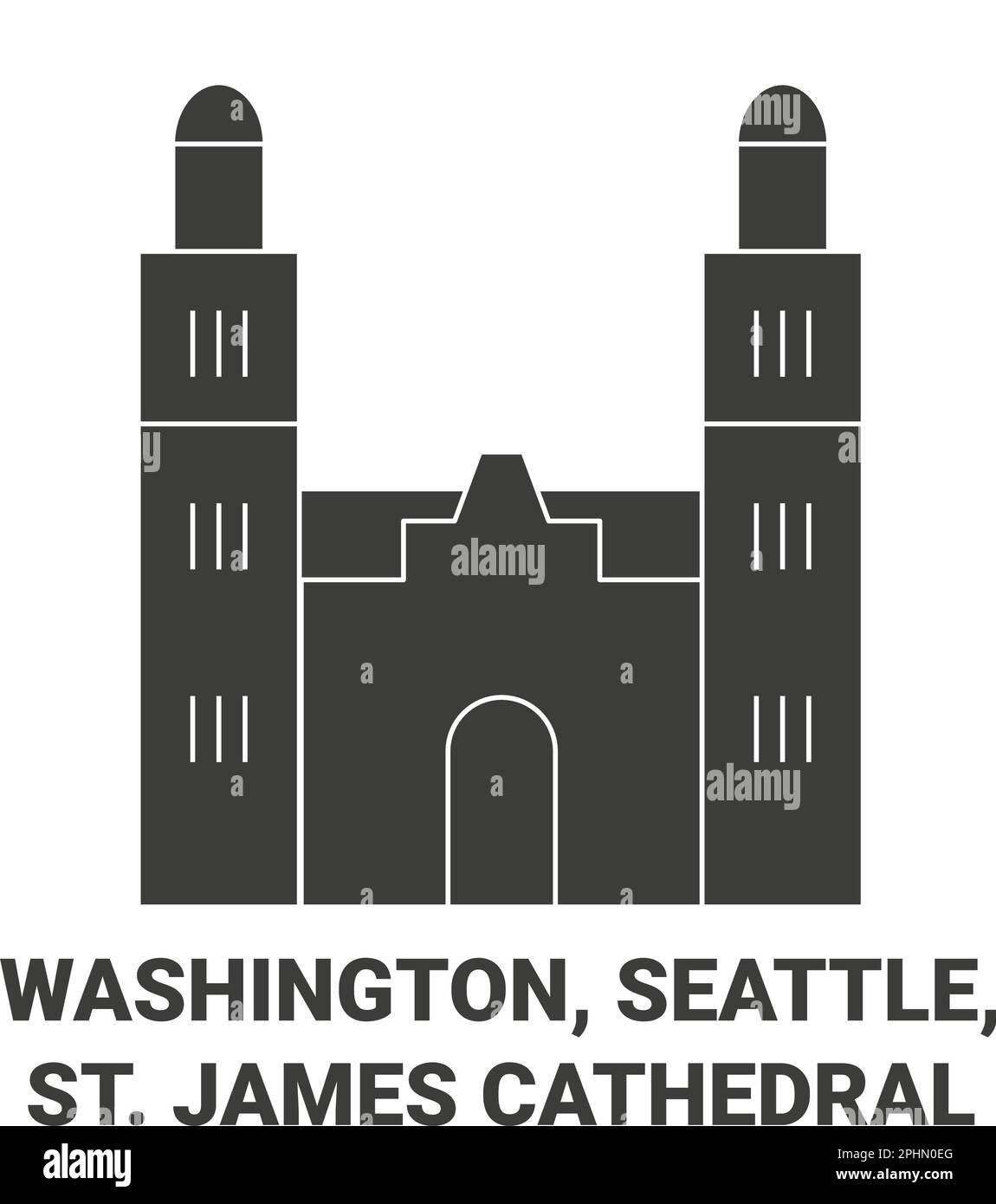 Stati Uniti, Washington, Seattle, St James Cathedral viaggio punto di riferimento vettoriale illustrazione Illustrazione Vettoriale