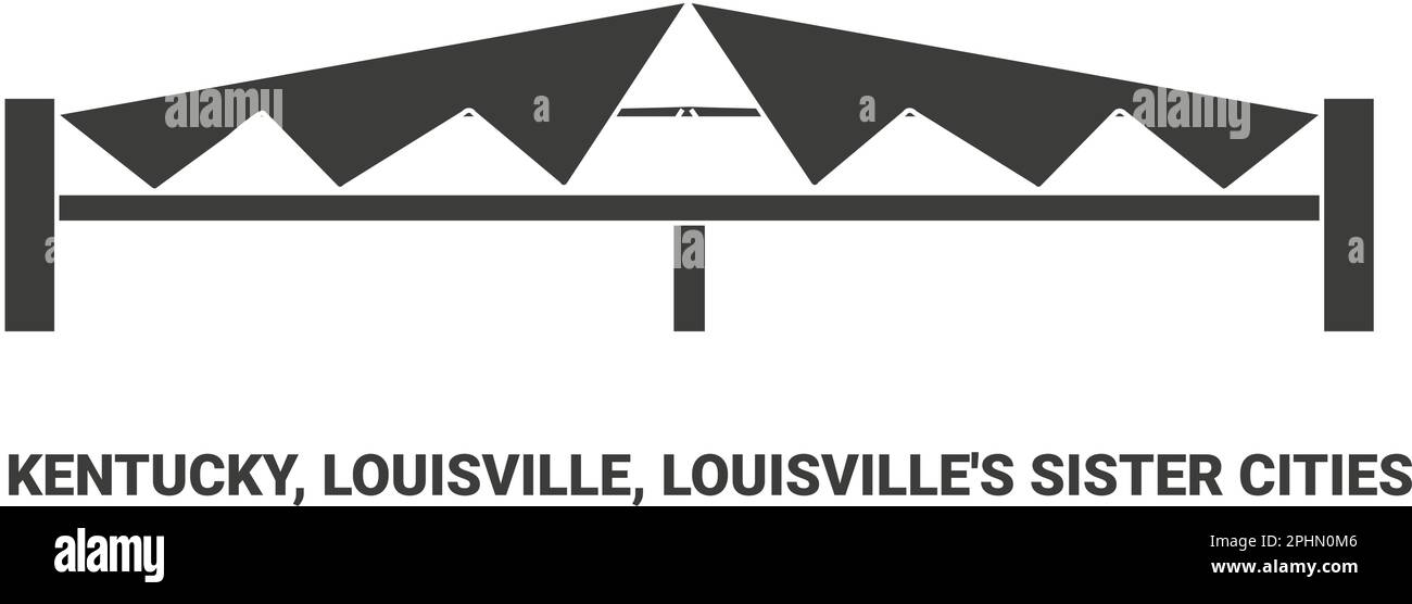 Stati Uniti, Kentucky, Louisville, Louisville's Sister Cities, illustrazione vettoriale di riferimento del viaggio Illustrazione Vettoriale