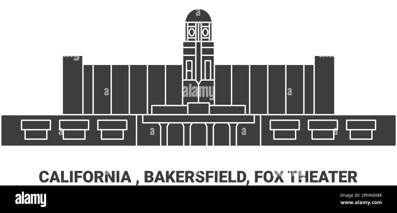 Stati Uniti, California , Bakersfield, Fox Theater, viaggio punto di riferimento vettore illustrazione Illustrazione Vettoriale