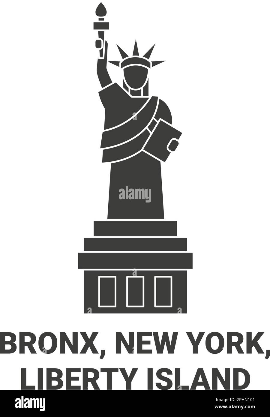 Stati Uniti, Bronx, New York, Liberty Island viaggio punto di riferimento vettoriale illustrazione Illustrazione Vettoriale