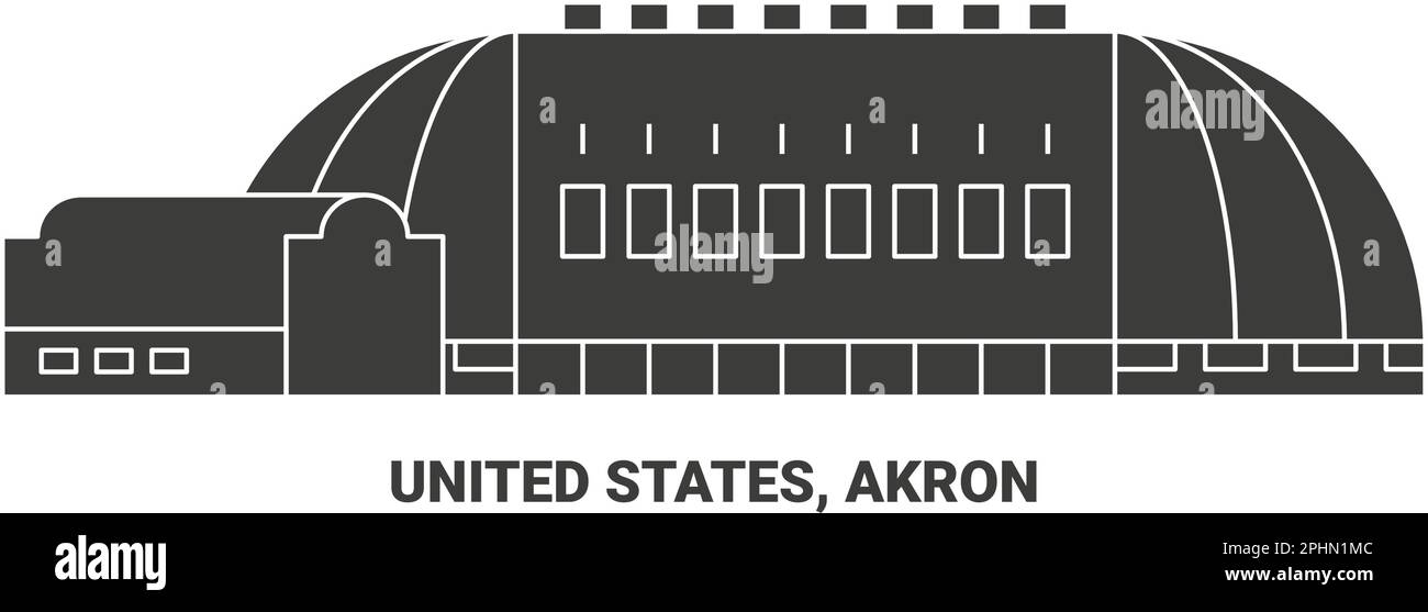 Stati Uniti, Akron viaggio punto di riferimento vettore illustrazione Illustrazione Vettoriale