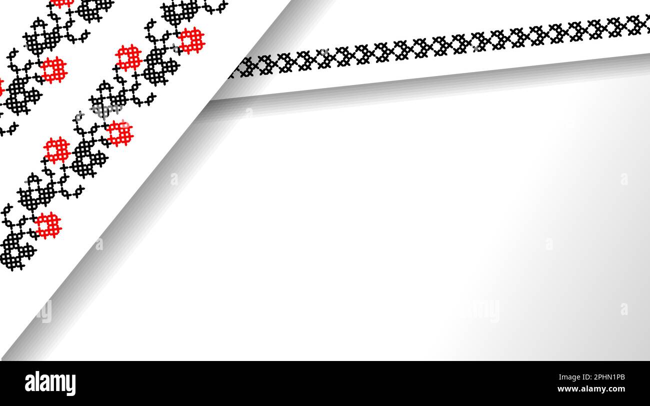 Sfondo vettoriale ucraino, banner, poster.folk tradizionale, ornamento etnico. Bordo nei colori giallo e blu bandiera Ucraina. Pixel art, vyshyvanka Illustrazione Vettoriale