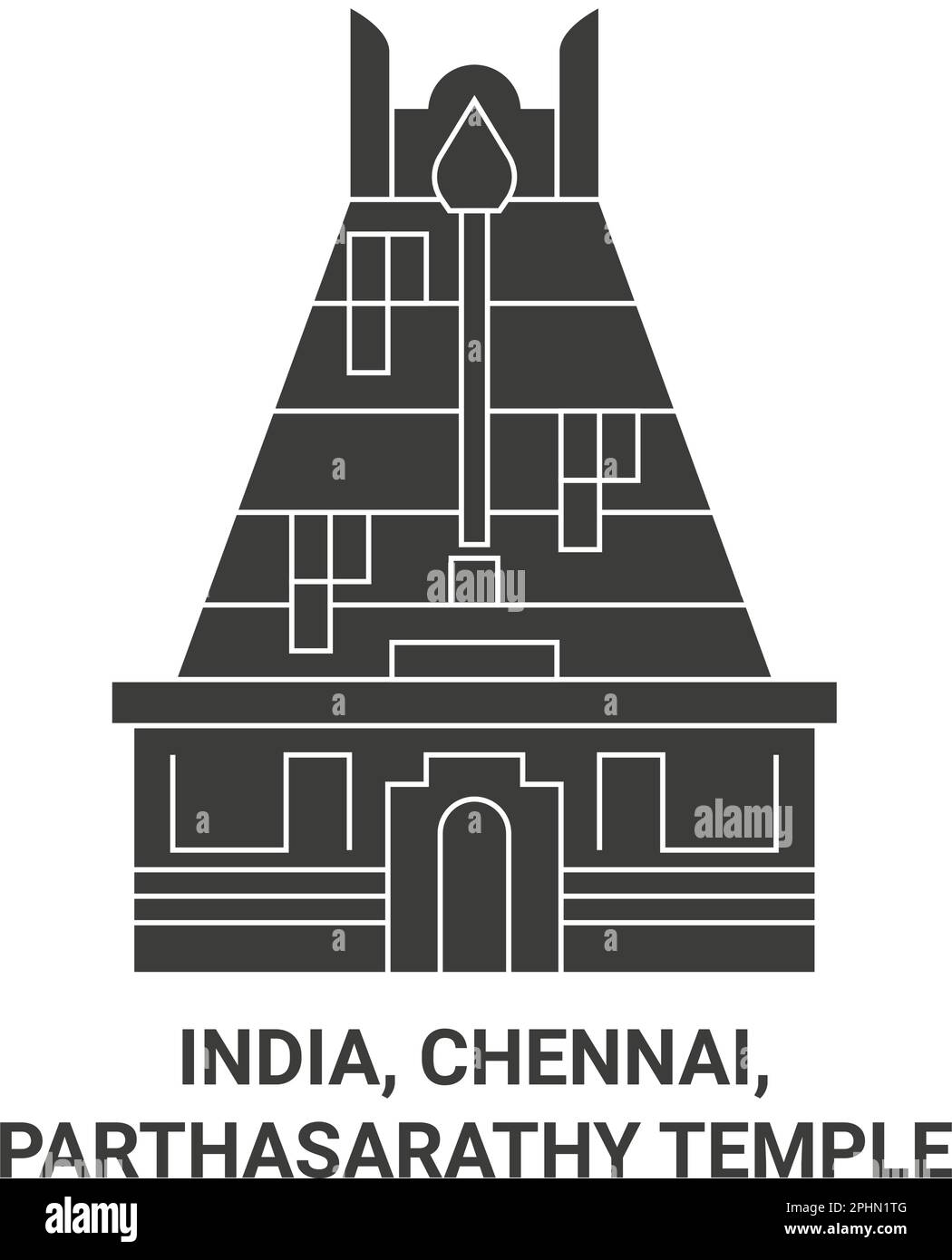 India, Chennai, Parthasarathy Tempio viaggio punto di riferimento vettore illustrazione Illustrazione Vettoriale