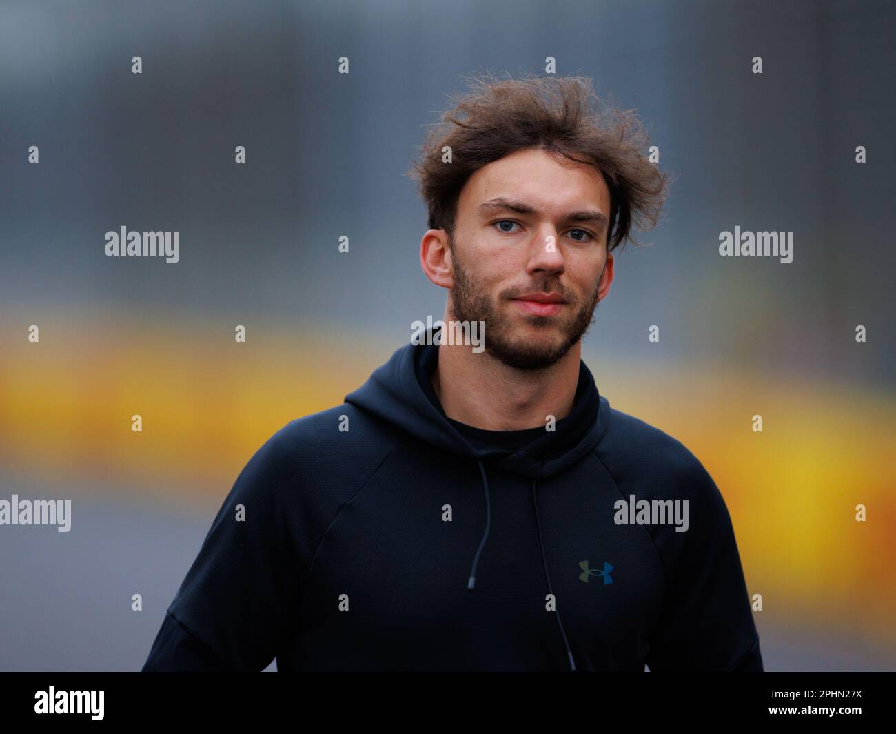Albert Park, 29 marzo 2023 Pierre Gasly (fra) del team Alpine insieme al suo team scherza sul circuito stradale di Albert Park davanti al Gran Premio d'Australia di Formula 1 del 2023 corleve/Alamy Live News Foto Stock