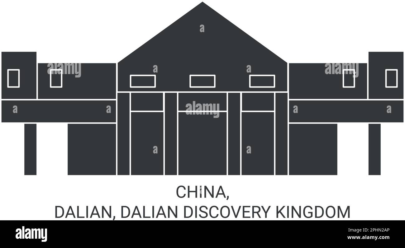 Cina, Dalian, Dalian Discovery Kingdom viaggio punto di riferimento vettore illustrazione Illustrazione Vettoriale