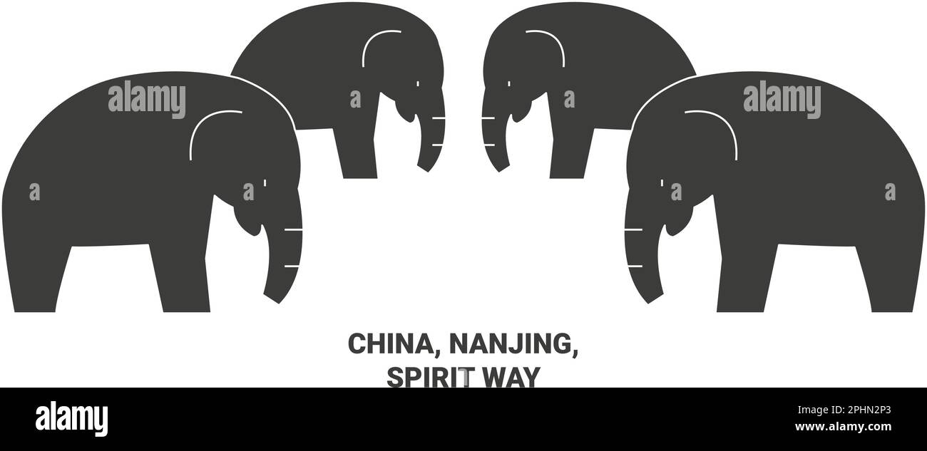 Cina, Nanjing, Spirit Way viaggio punto di riferimento vettore illustrazione Illustrazione Vettoriale