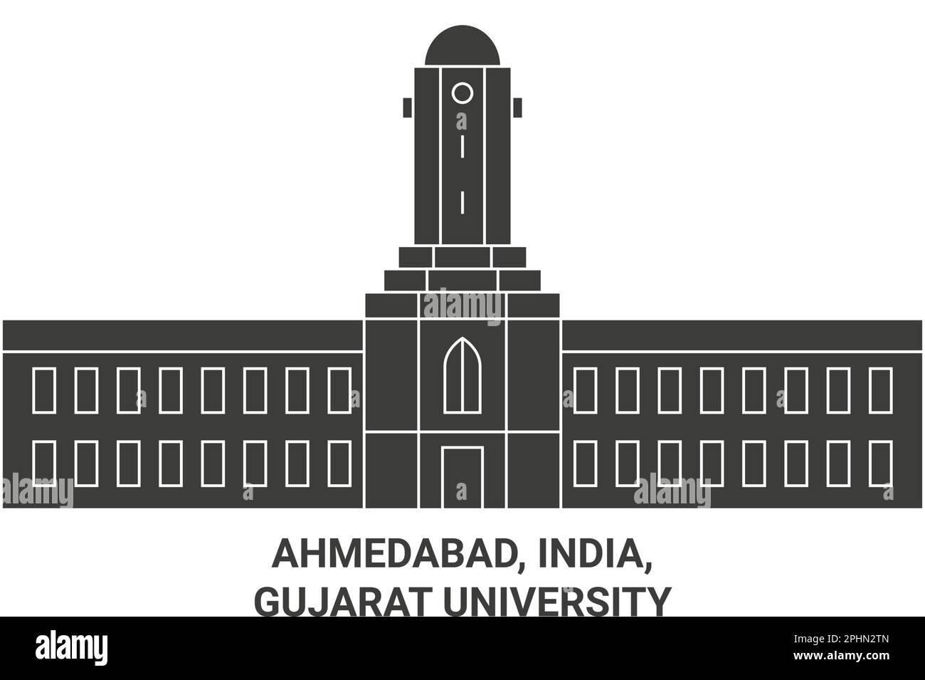 India, Ahmedabad, Gujarat University viaggio punto di riferimento vettore illustrazione Illustrazione Vettoriale