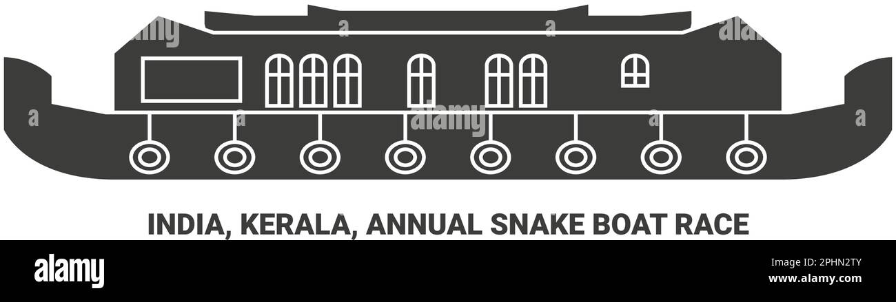 India, Kerala, Annual Snake Boat Race viaggio punto di riferimento vettore illustrazione Illustrazione Vettoriale