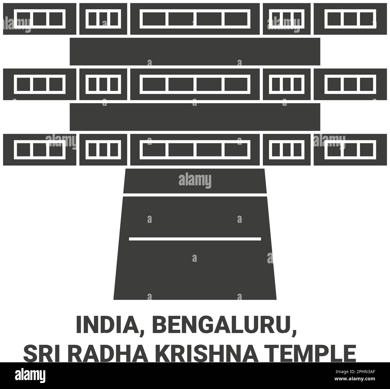 India, Bengaluru, Sri Radha Krishna Tempio viaggio punto di riferimento vettore illustrazione Illustrazione Vettoriale