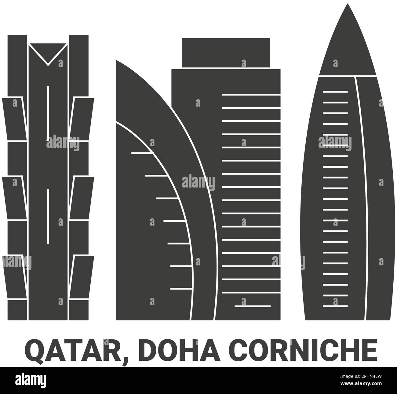Qatar, Doha Corniche, viaggio punto di riferimento vettoriale illustrazione Illustrazione Vettoriale
