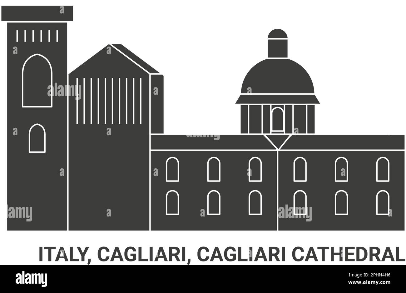 Italia, Cagliari, Cattedrale di Cagliari, viaggio punto di riferimento vettoriale illustrazione Illustrazione Vettoriale