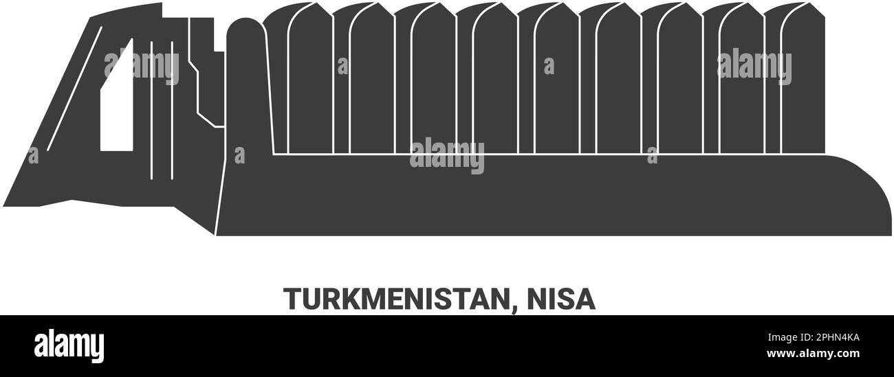 Turkmenistan, Nisa, illustrazione vettoriale di riferimento di viaggio Illustrazione Vettoriale