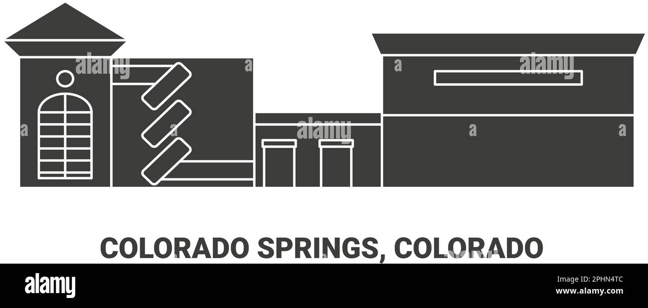 Stati Uniti, Colorado Springs, Colorado viaggio punto di riferimento vettoriale illustrazione Illustrazione Vettoriale