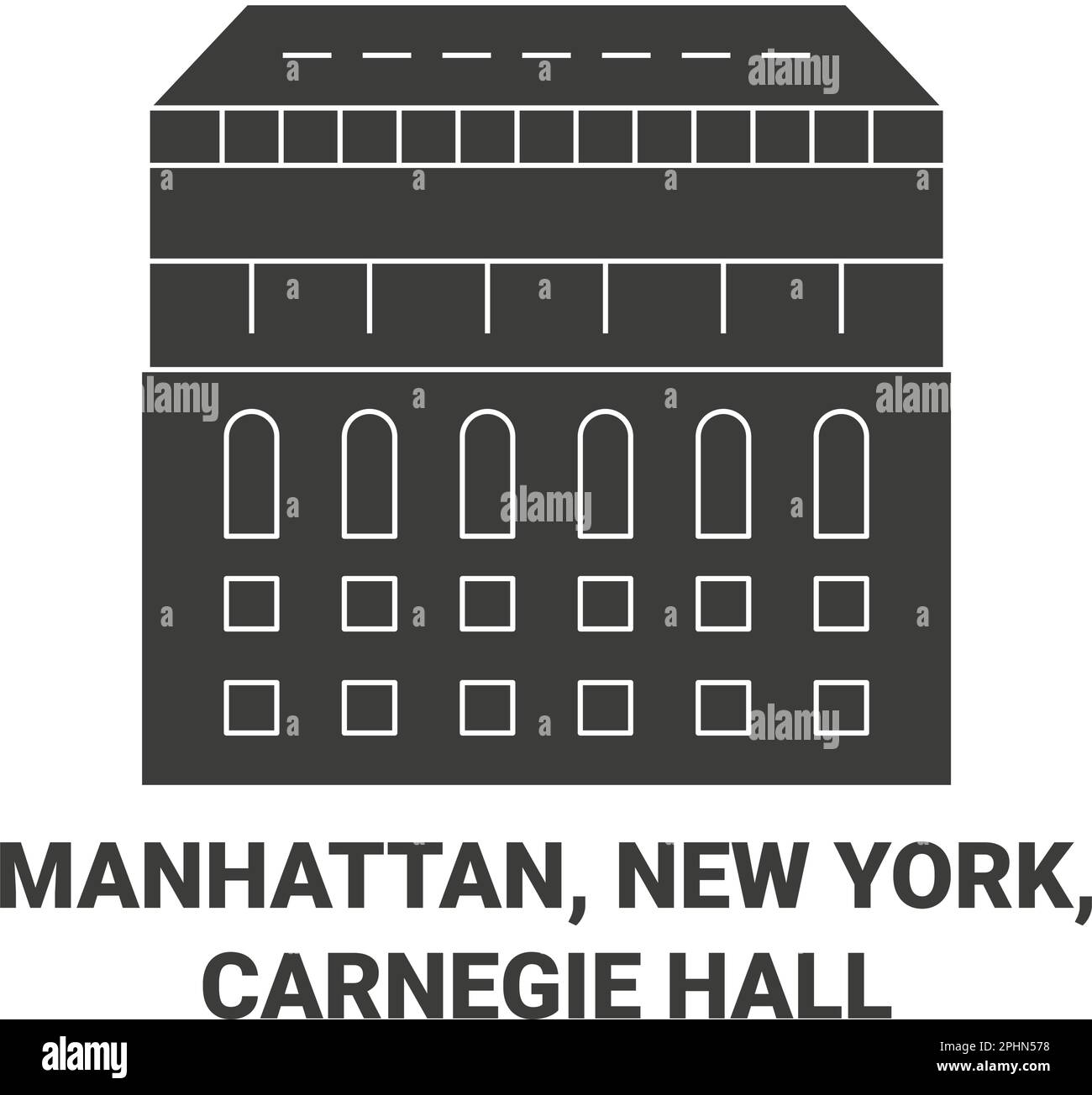 Stati Uniti, Manhattan, New York, Carnegie Hall viaggio punto di riferimento vettore illustrazione Illustrazione Vettoriale