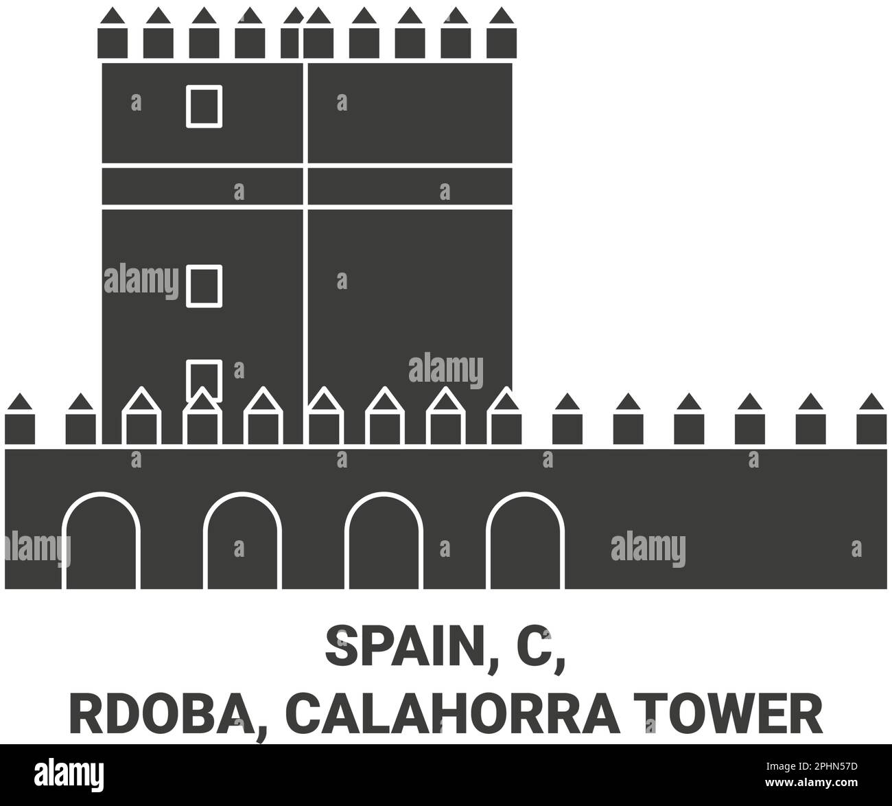 Spagna, Cordoba, Calahorra Tower viaggio punto di riferimento vettore illustrazione Illustrazione Vettoriale
