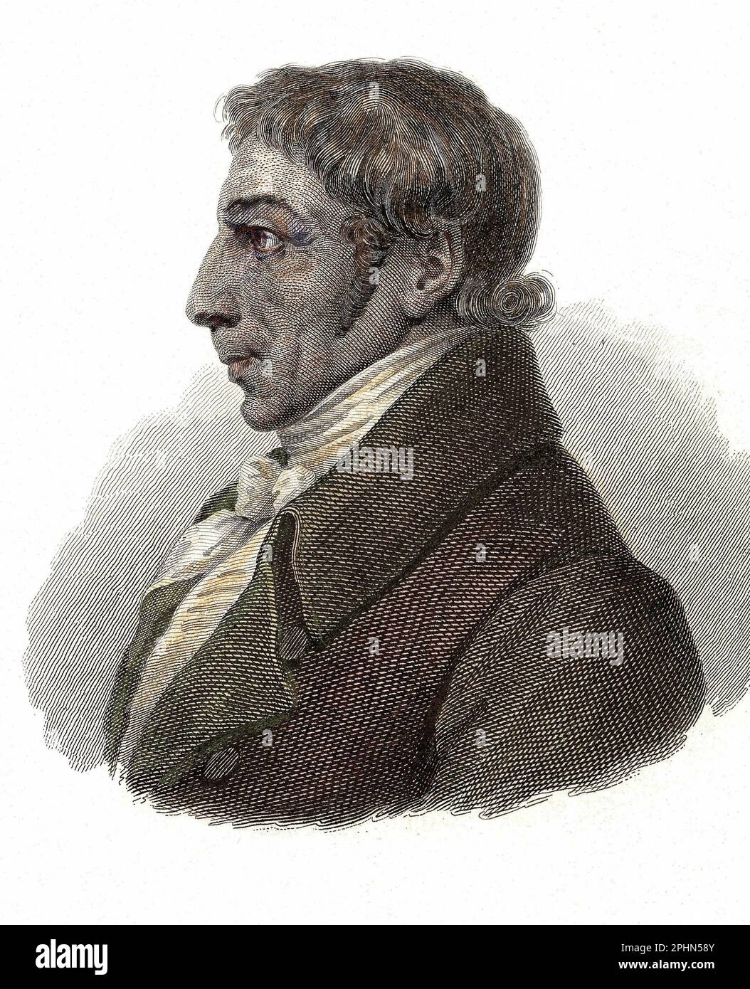 Portrait de Albrecht Daniel Thaer (1752-1828), medecin et agronome allemand.gravure vers 1835 Foto Stock