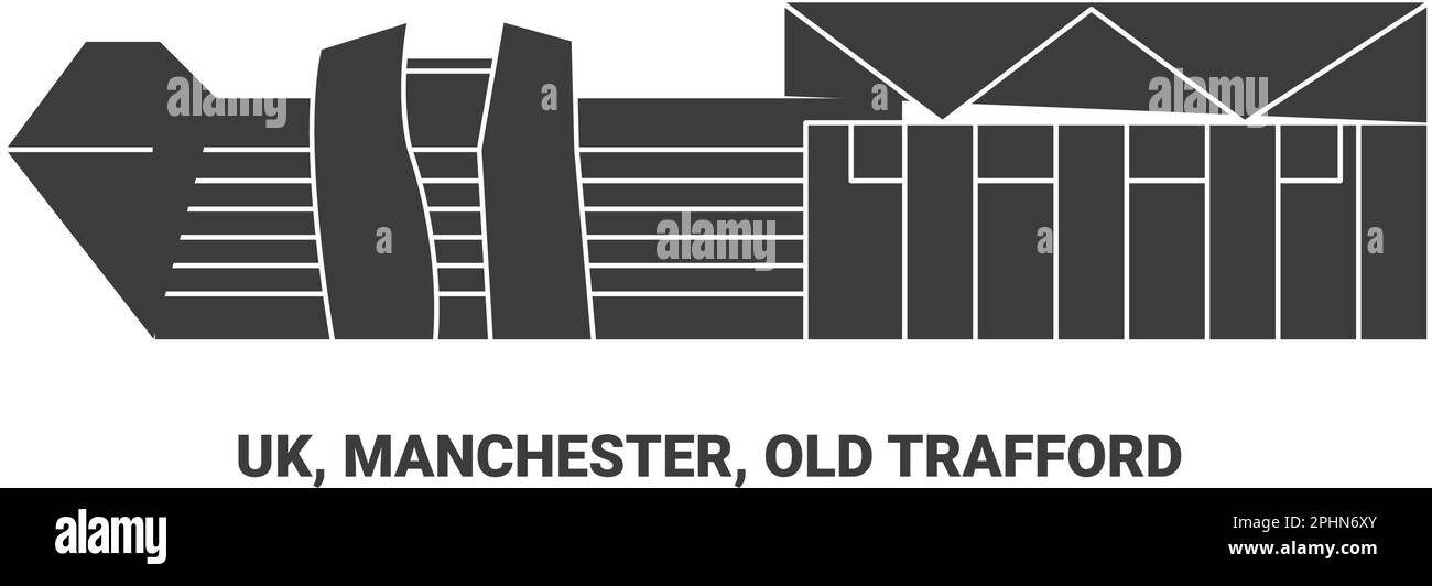Inghilterra, Manchester, Old Trafford, illustrazione vettoriale di riferimento del viaggio Illustrazione Vettoriale