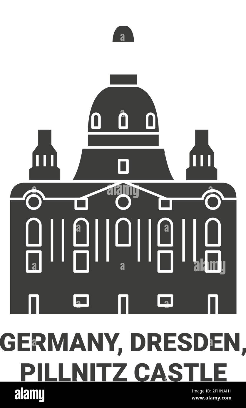 Germania, Dresda, Castello di Pillnitz viaggio punto di riferimento vettore illustrazione Illustrazione Vettoriale