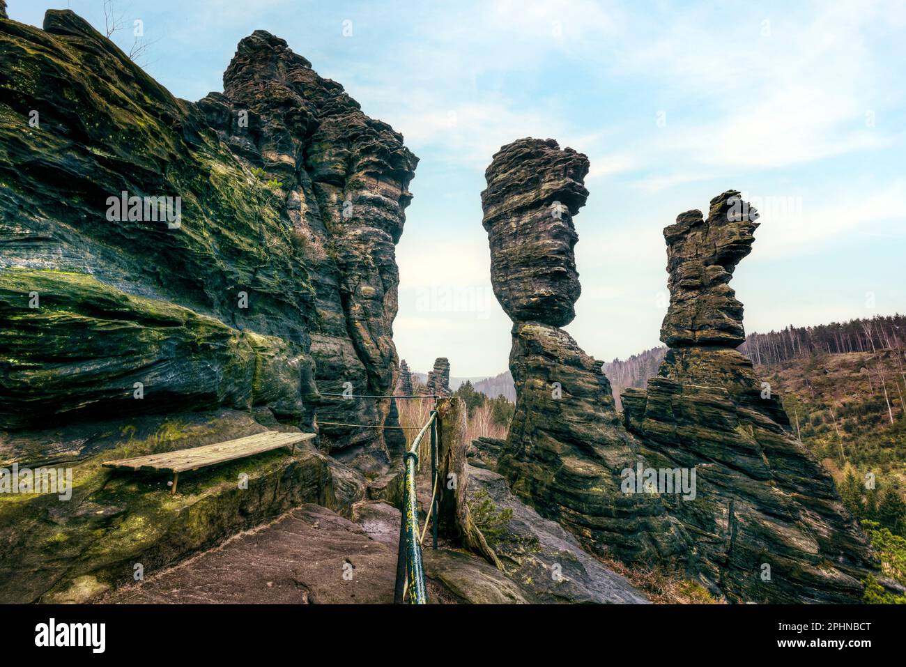 Pilastri di Ercole, Valle Biela, Svizzera Sassonia, Sassonia, Germania Foto Stock