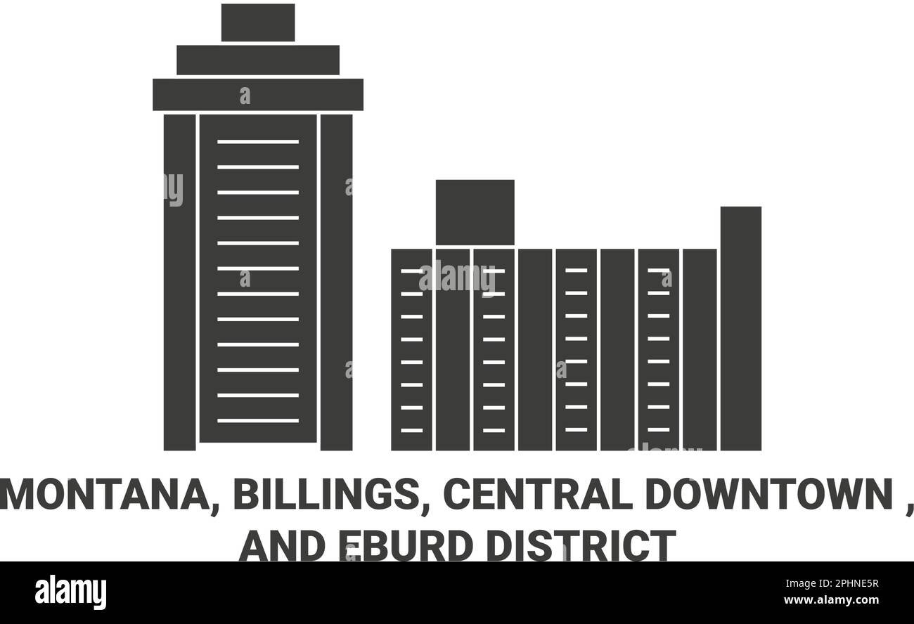 Stati Uniti, Montana, Billings, Centro Centrale e Distretto di Eburd viaggio punto di riferimento illustrazione vettoriale Illustrazione Vettoriale