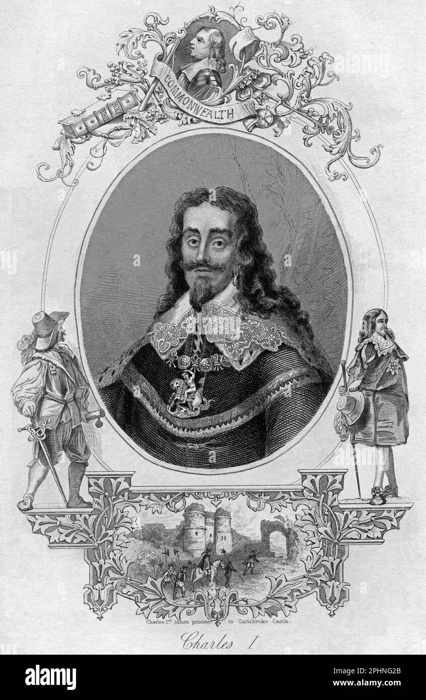 Europa, Großbritannien, Inghilterra, König Karl I. aus dem Hause Stuart, 1600-1649 (Hinrichtung), Stahlstich um 1850, / Europa, Gran Bretagna, Inghilterra, re Carlo i d'Inghilterra, House of Stuarts, 1600-1649 (esecuzione) , incisione in acciaio circa 1850. Foto Stock