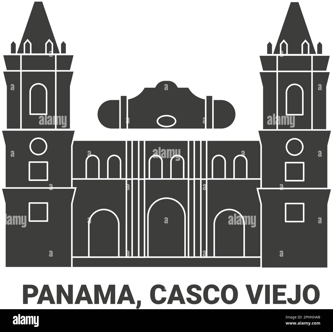 Panama, casco Viejo, illustrazione vettoriale di riferimento di viaggio Illustrazione Vettoriale