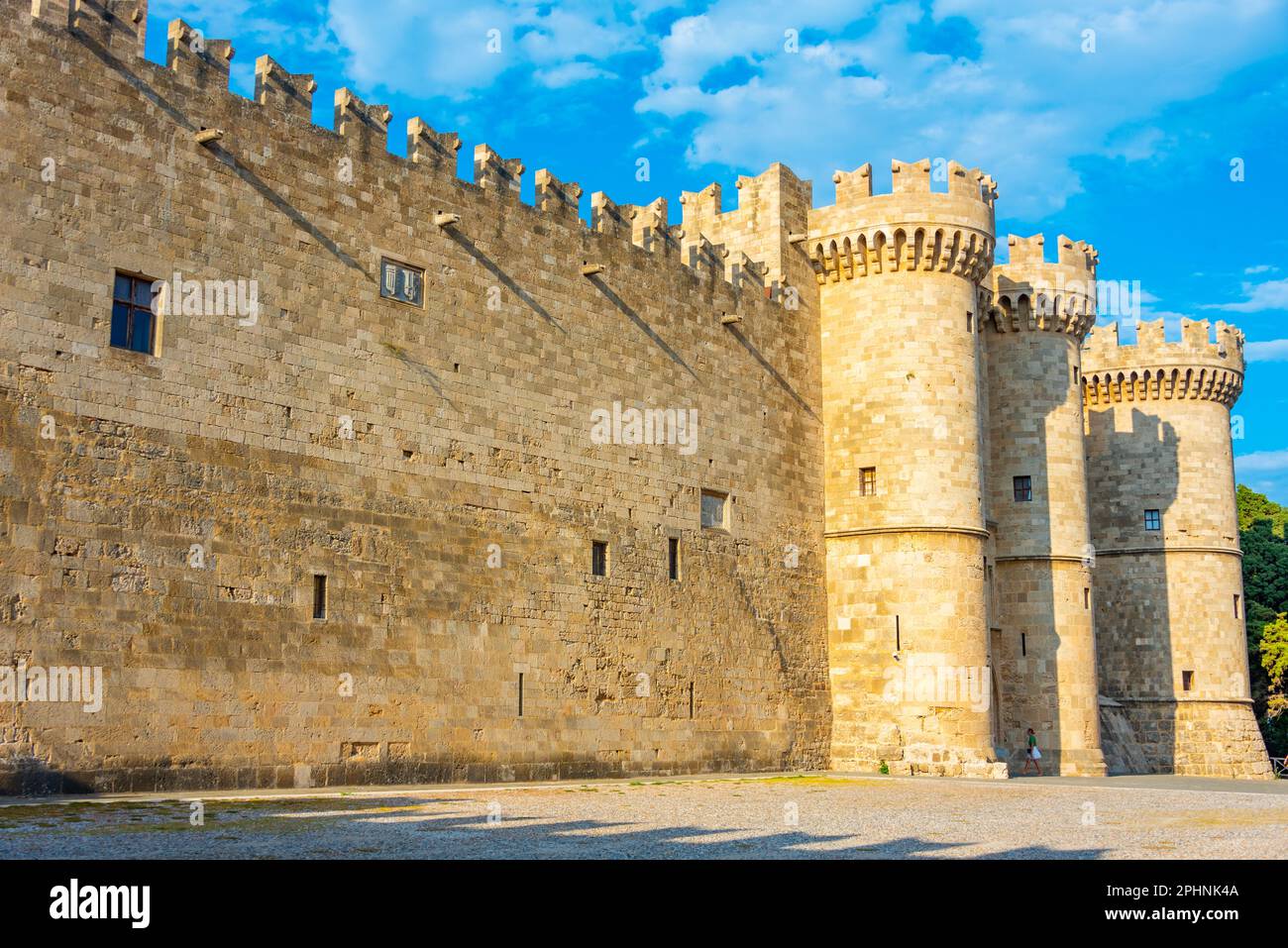 Vista del Palazzo del Gran Maestro dei Cavalieri di Rodi in Grecia. Foto Stock