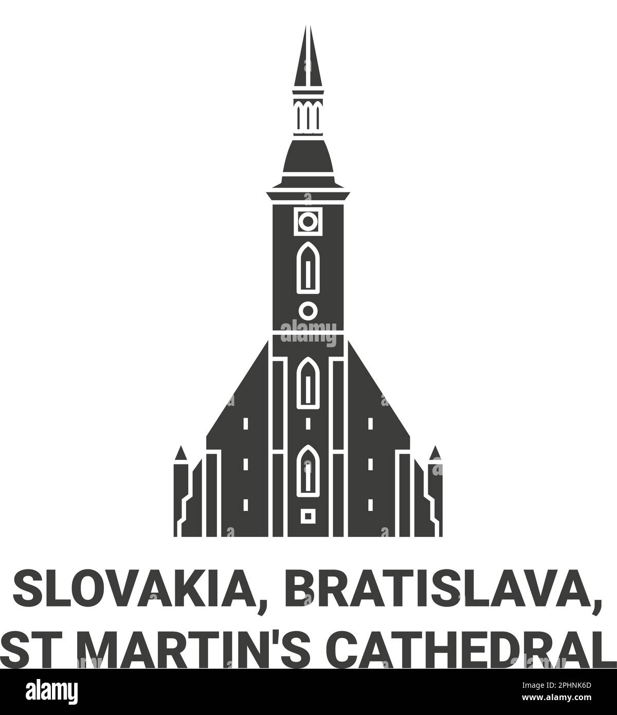 Slovacchia, Bratislava, Cattedrale di San Martino viaggio simbolo vettore illustrazione Illustrazione Vettoriale