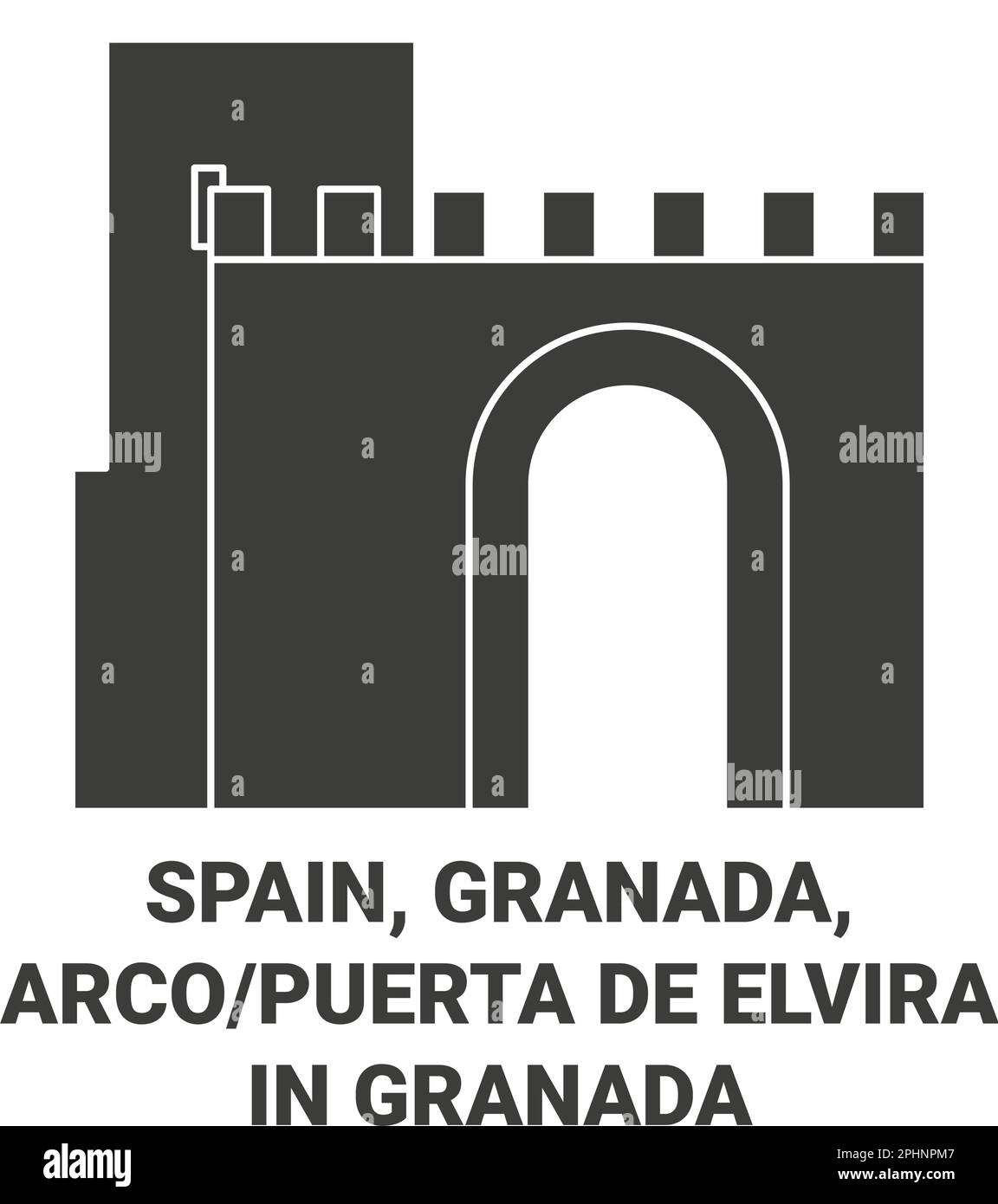 Spagna, Granada, Arco Puerta De Elvira a Granada viaggio punto di riferimento vettore illustrazione Illustrazione Vettoriale