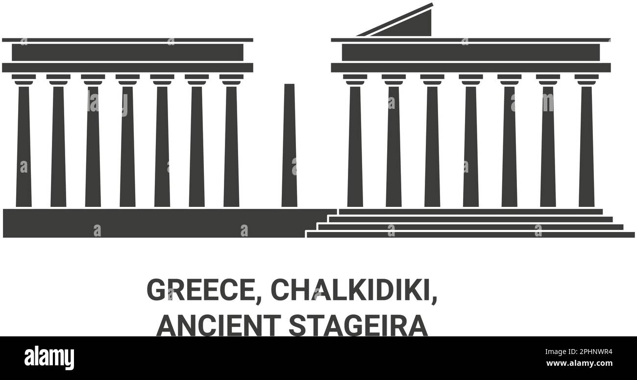 Grecia, Chalkidiki, Stageira antica, viaggio punto di riferimento vettore illustrazione Illustrazione Vettoriale