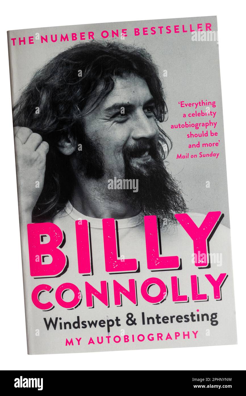 L'autobiografia di Billy Connolly ha denominato Windswept ed interessante, copertina anteriore del libro di libro cartaceo Foto Stock