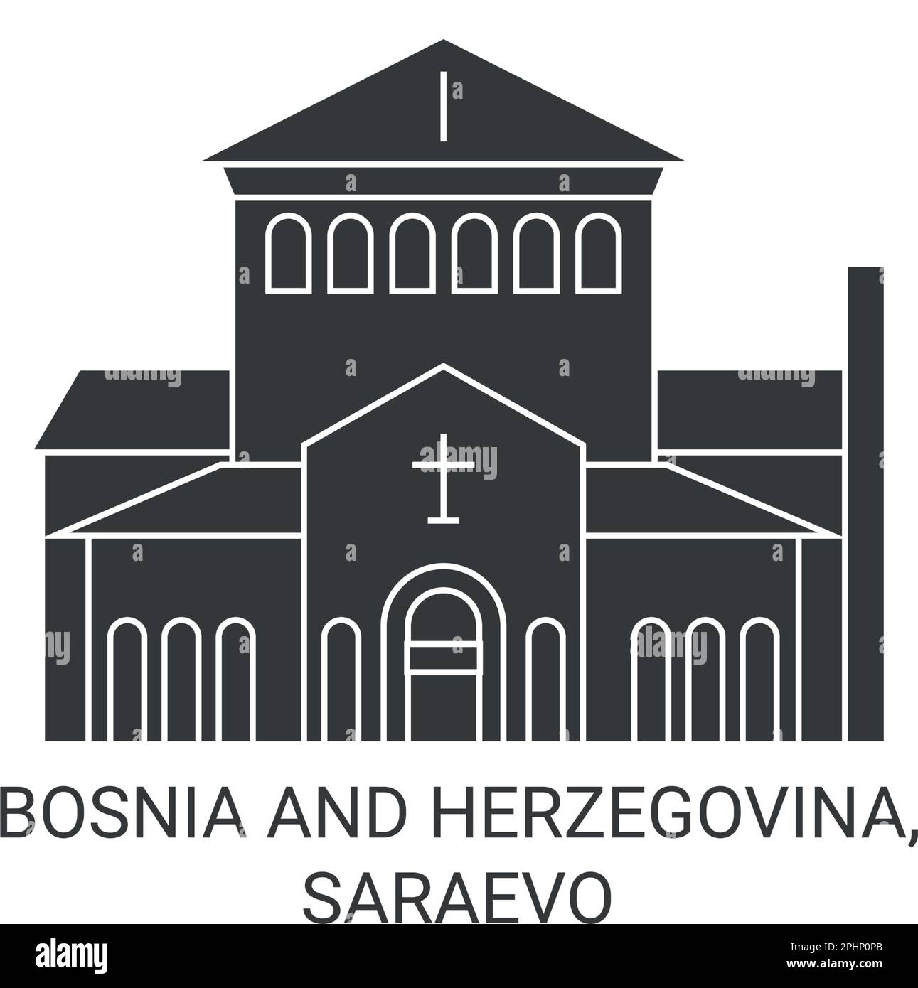Bosnia-Erzegovina, Saraevo viaggio punto di riferimento vettore illustrazione Illustrazione Vettoriale