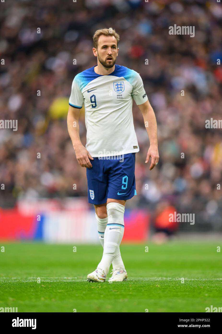 26 Mar 2023 - Inghilterra / Ucraina - Qualifiche UEFA euro 2024 - Gruppo C - Harry Kane di Wembley in Inghilterra durante la partita di qualificazione UEFA euro 2024 Gruppo C al Wembley Stadium, Londra. Foto : Mark Pain / Alamy Live News Foto Stock