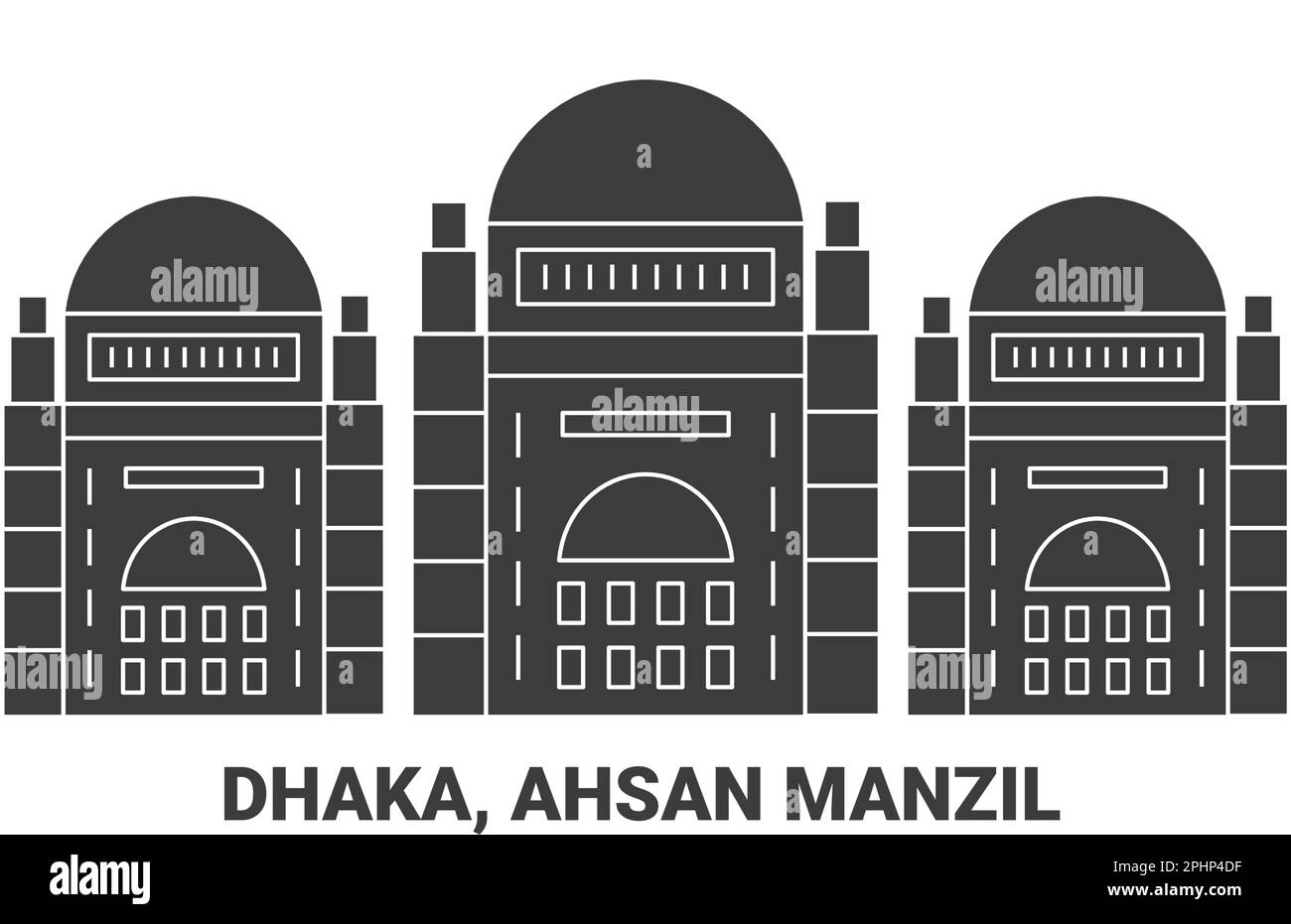 Bangladesh, Dhaka, Ahsan Manzil, viaggio punto di riferimento vettore illustrazione Illustrazione Vettoriale