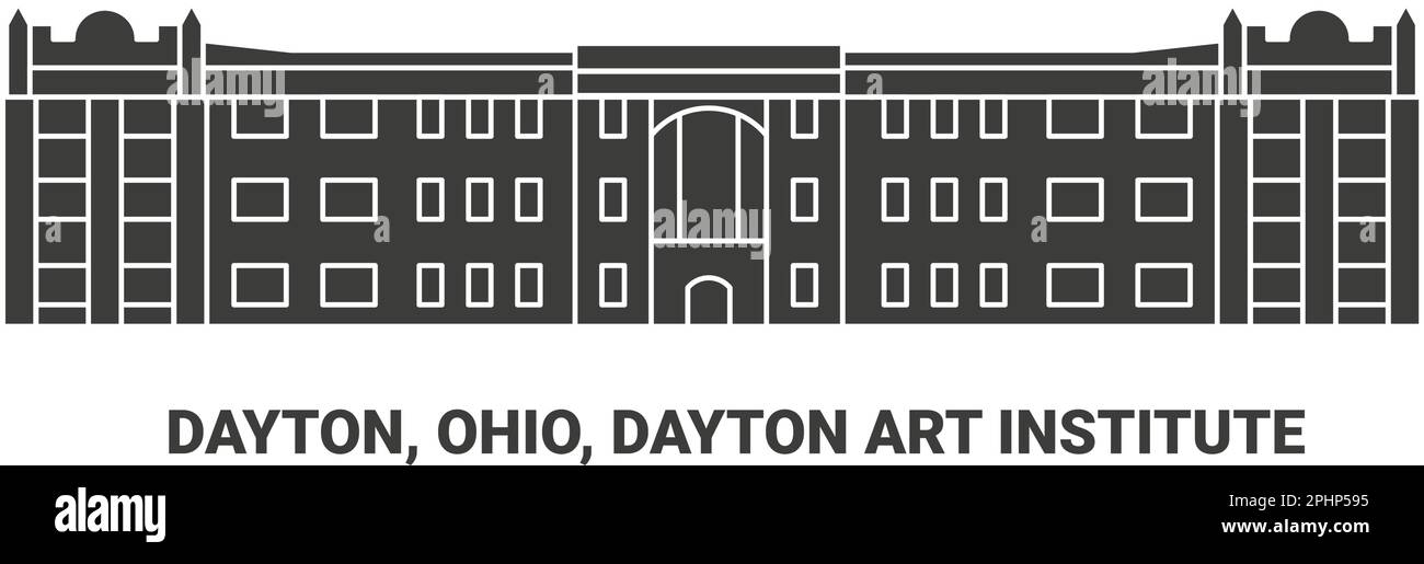 Stati Uniti, Dayton, Ohio, Dayton Art Institute, illustrazione vettore punto di riferimento di viaggio Illustrazione Vettoriale