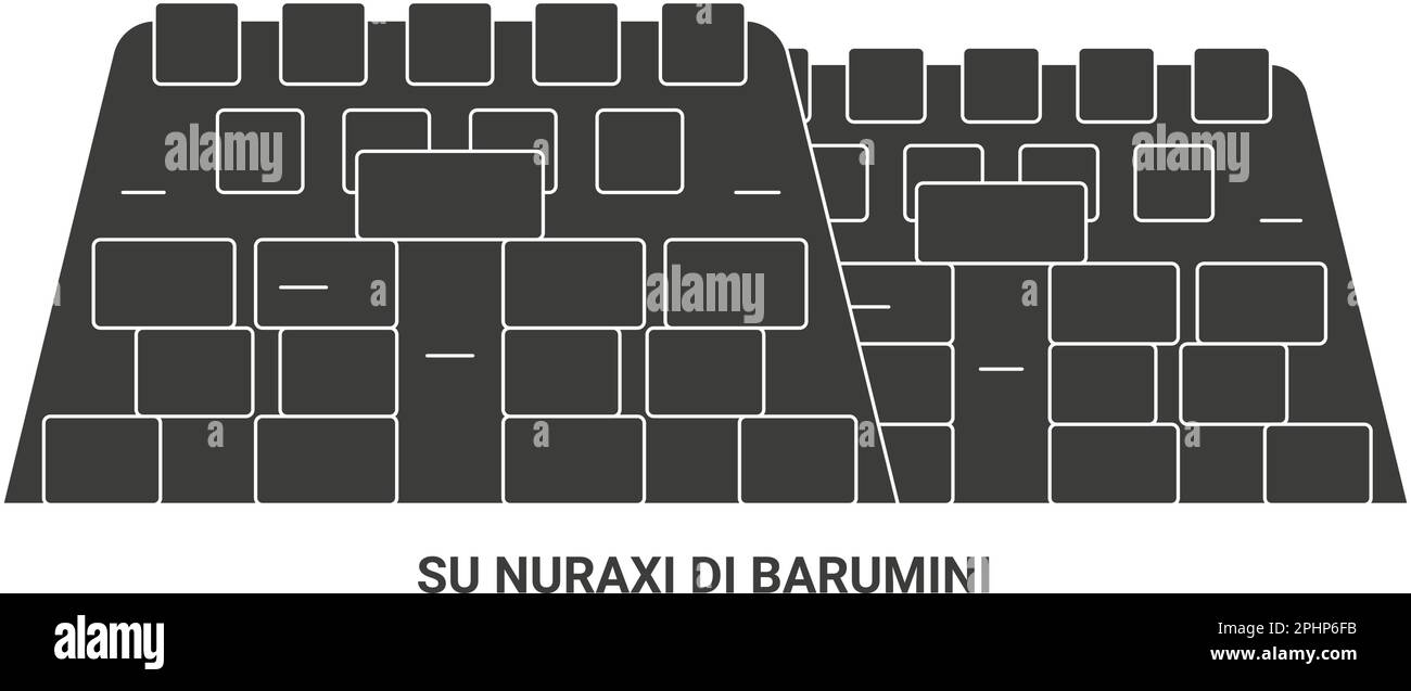 Italia, su Nuraxi di Barumini viaggio punto di riferimento vettoriale illustrazione Illustrazione Vettoriale