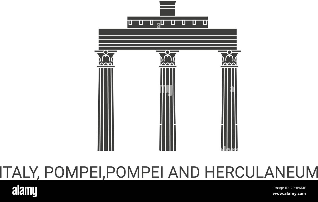 Italia, Pompei, Pompei ed Ercolano viaggio punto di riferimento vettore illustrazione Illustrazione Vettoriale