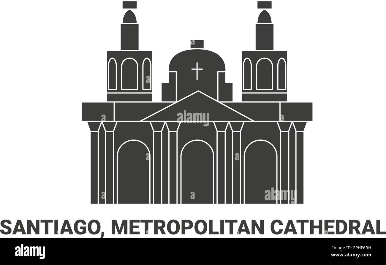 Chle, Santiago, Cattedrale Metropolitana, viaggio punto di riferimento vettoriale illustrazione Illustrazione Vettoriale