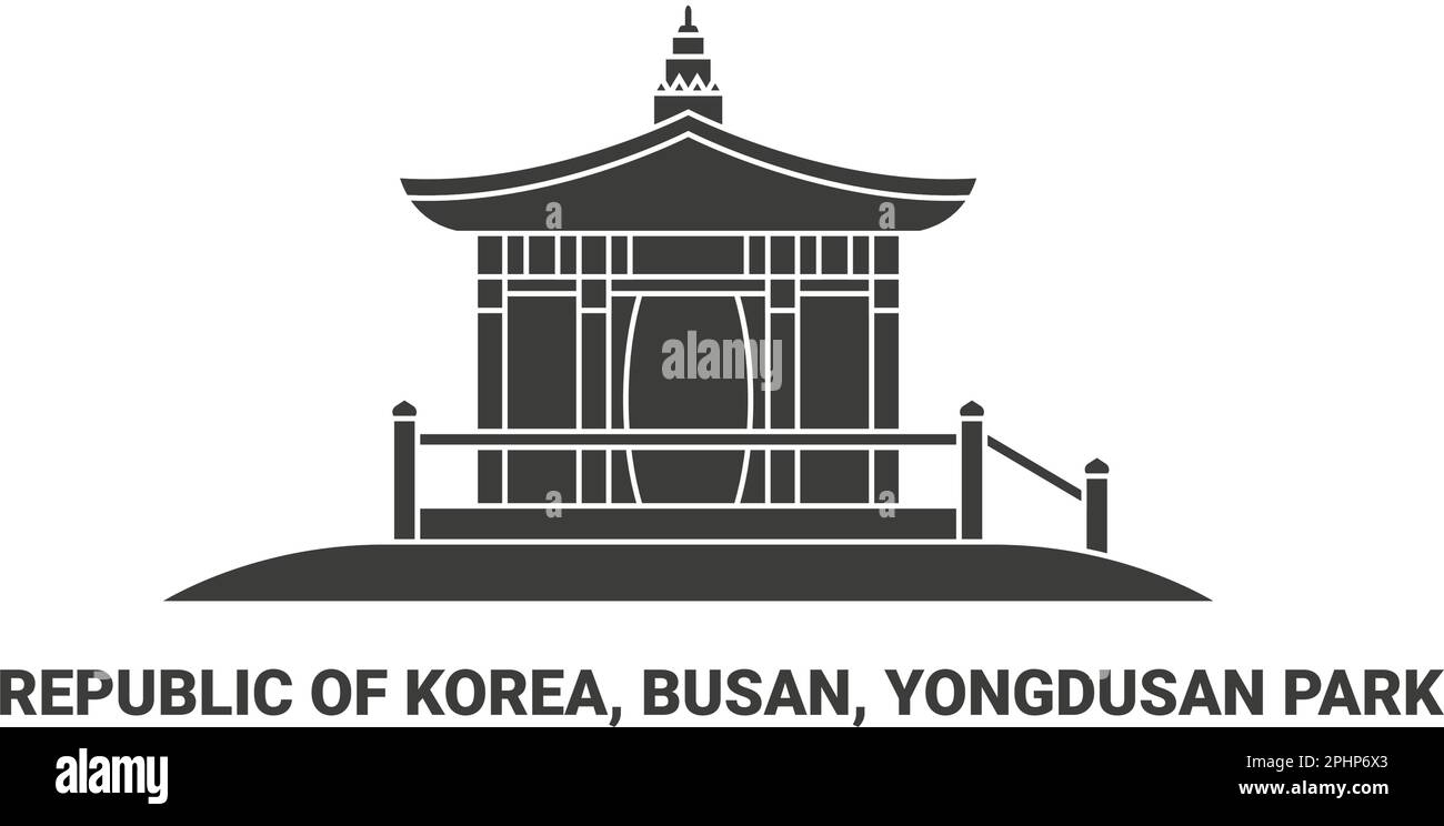 Repubblica di Corea, Busan, Yongdusan Park, viaggio punto di riferimento vettore illustrazione Illustrazione Vettoriale