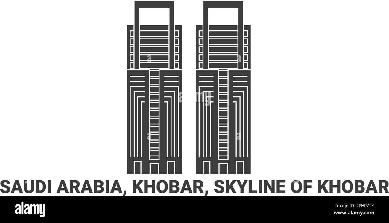 Arabia Saudita, Khobar, skyline di Khobar, illustrazione vettoriale di riferimento di viaggio Illustrazione Vettoriale