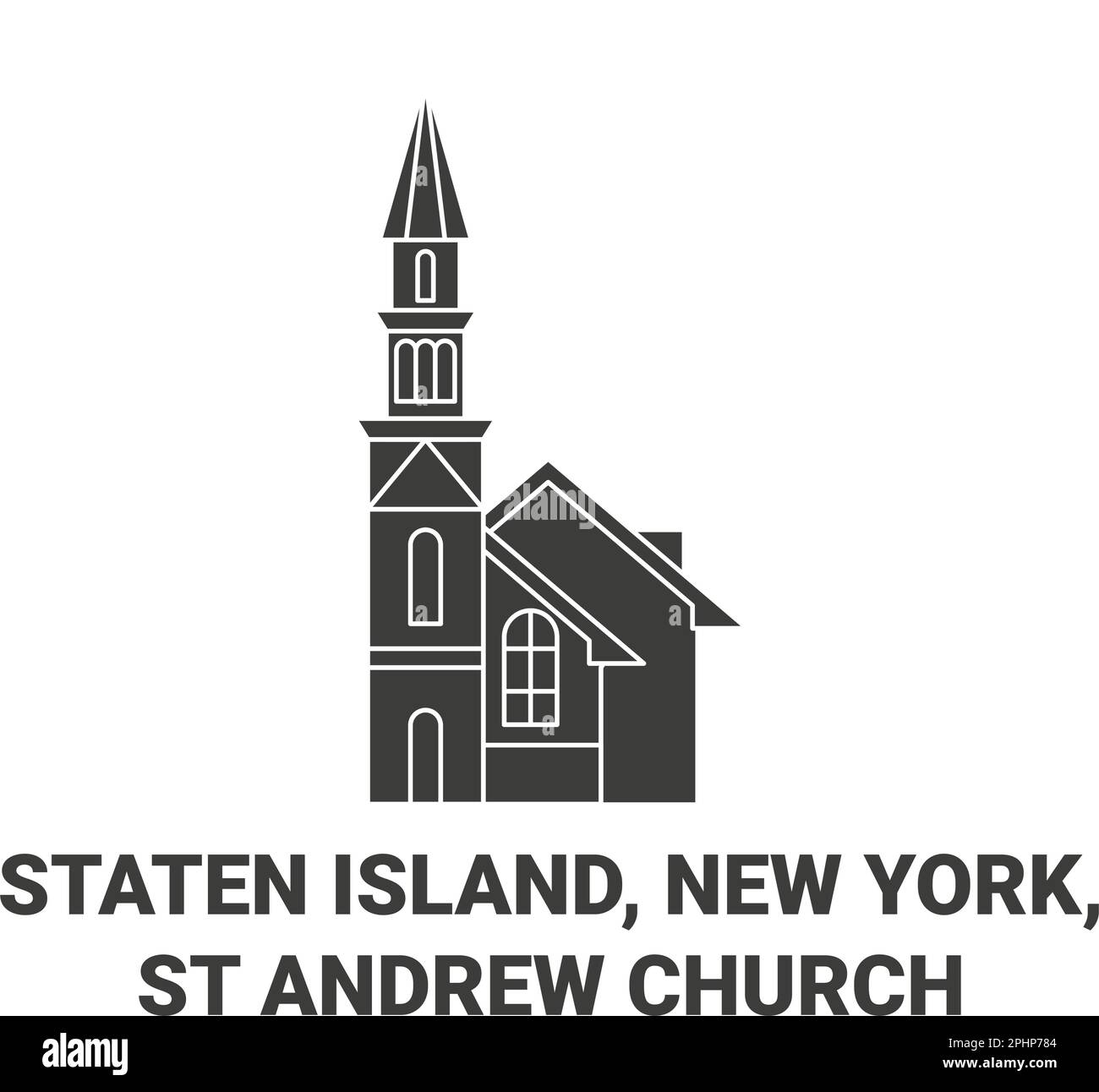 Stati Uniti, Staten Island, New York, St Andrew Church viaggio punto di riferimento vettoriale illustrazione Illustrazione Vettoriale
