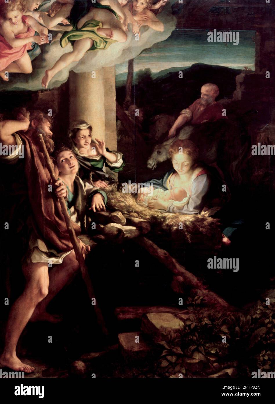 La Notte Santa di Correggio (Antonio Allegri da Correggio, 1489-1534), olio su tela, 1522-30 Foto Stock