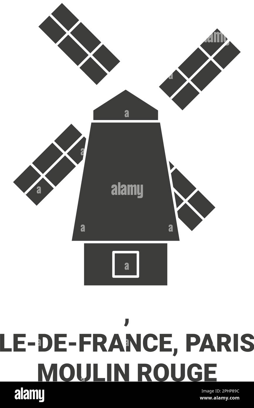 Francia, Ledefrance, Parismoulin Rouge viaggio punto di riferimento vettore illustrazione Illustrazione Vettoriale