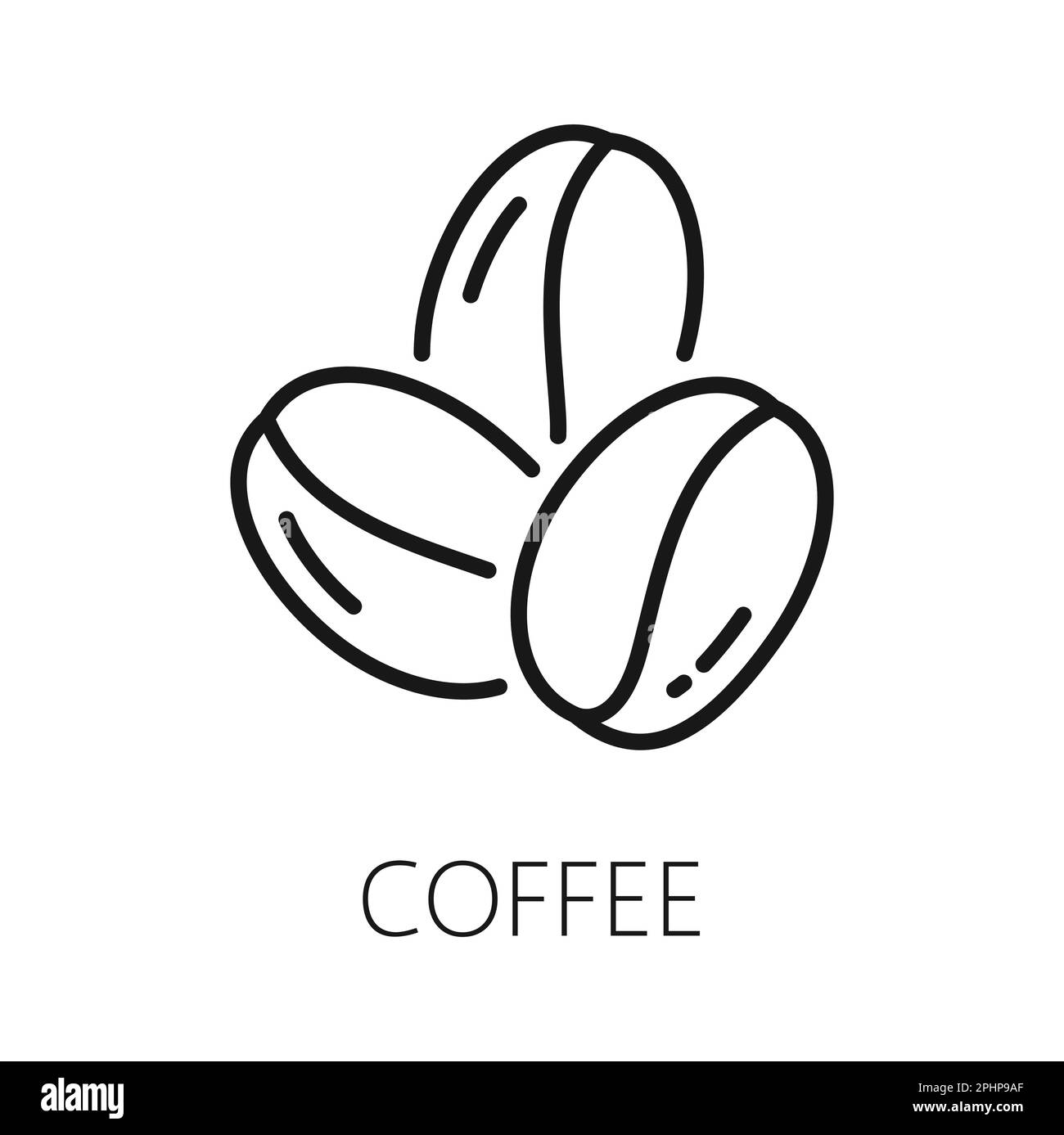 Chicchi di caffè isolato americano bevanda ingrediente contorno icona. Semi di bacche di caffè vettoriali, chicchi arrostiti di arabica aromatica. Frutta cruda di pianta di caffè Illustrazione Vettoriale