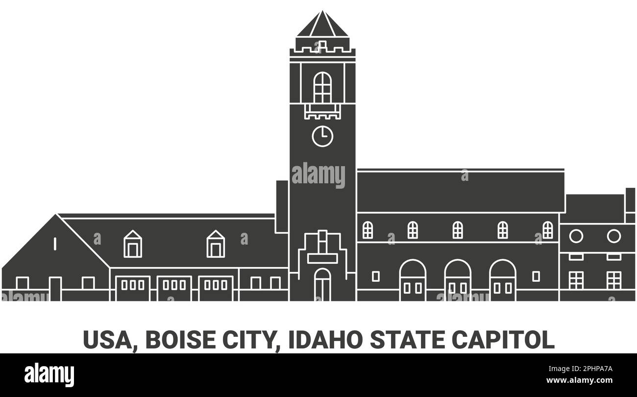 USA, Boise City, Idaho state Capitol, viaggio punto di riferimento vettore illustrazione Illustrazione Vettoriale