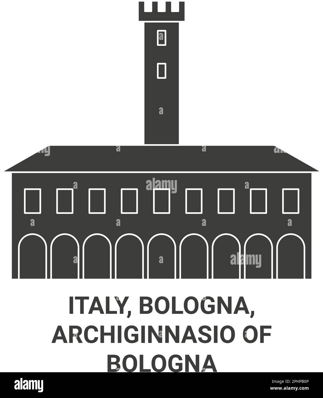 Italia, Bologna, Archiginnasio di Bologna viaggio punto di riferimento vettoriale illustrazione Illustrazione Vettoriale