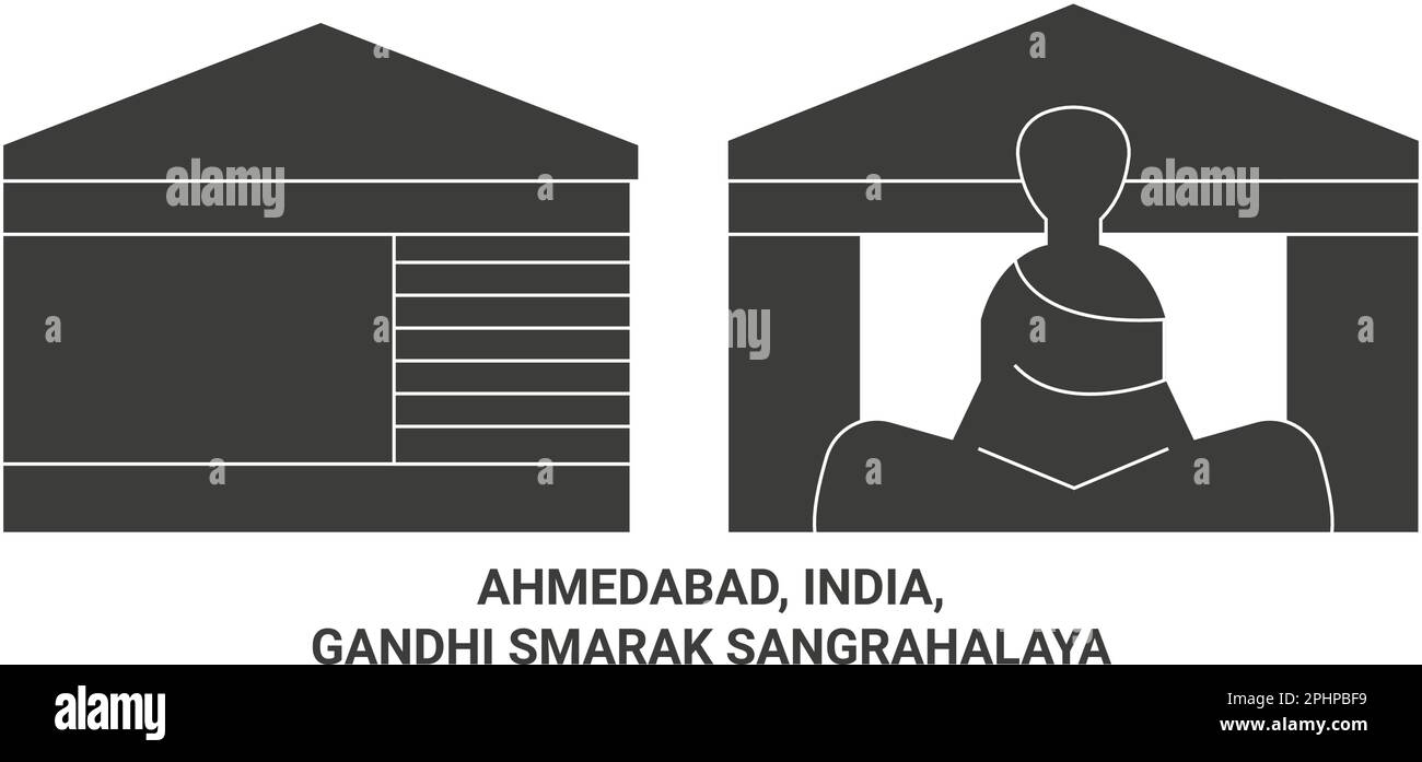 India, Ahmedabad, Gandhi Smarak Sangrahalaya viaggio punto di riferimento vettore illustrazione Illustrazione Vettoriale
