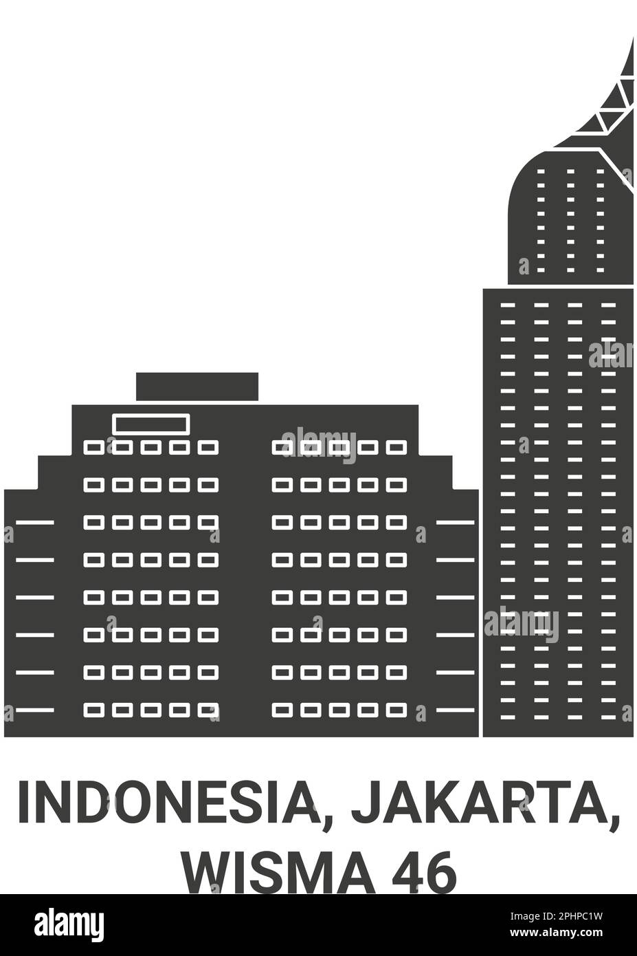 Indonesia, Giacarta, Wisma 6 viaggio punto di riferimento vettore illustrazione Illustrazione Vettoriale
