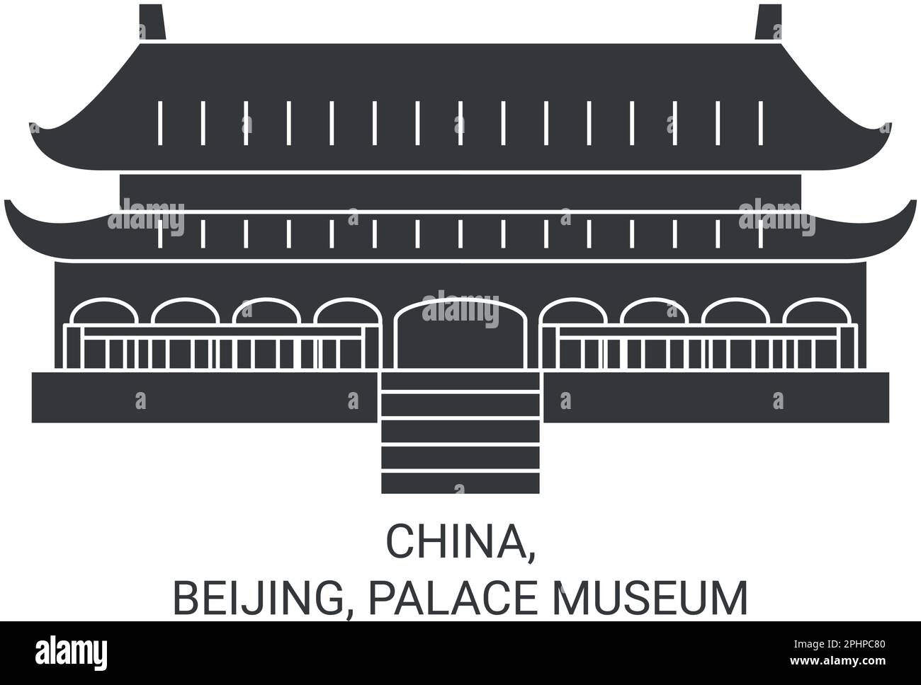 Cina, Pechino, Museo del Palazzo viaggio punto di riferimento vettoriale illustrazione Illustrazione Vettoriale